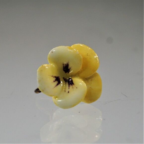 Vintage Coalport Porcelain Pansy Earring One SINGLE Screw Back AS IS For Crafts - Picture 1 of 9